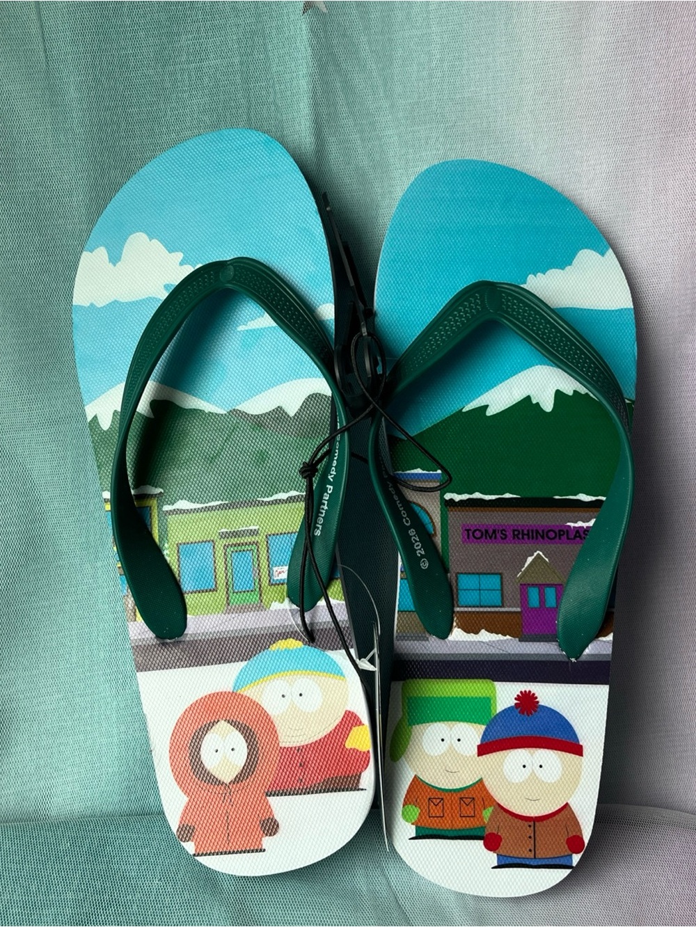 South park Men's Flip-Flops size 11 green color New With Tags ED